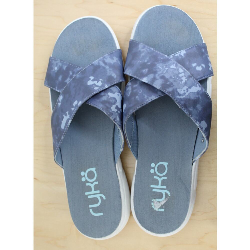 Ryka Criss Malin‎ Cross Blue and Gray Slide Women's Sandals Size 11